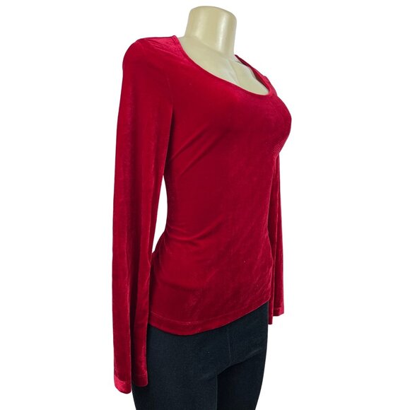 Pajamagram Women's Red Long Sleeve Round Collar Blouse Shirt Sz S - NWT - Picture 2 of 10
